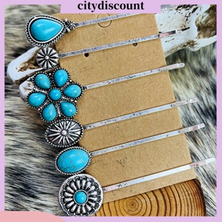 &lt;citydiscount&gt;  กิ๊บติดผม ประดับเทอร์ควอยซ์เทียม กันลื่น น้ําหนักเบา สไตล์โบโฮ เรโทร เครื่องประดับ สําหรับผู้หญิง