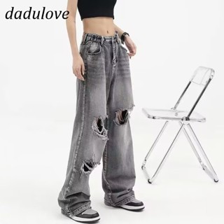 DaDulove💕 New American Ins High Street Retro Ripped Jeans Niche High Waist Wide Leg Pants Large Size Trousers