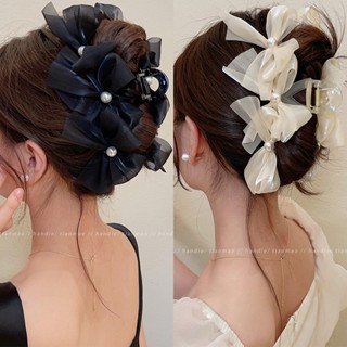 กิ๊บติดผมแบบติดโบว์มุกแฟชั่นสำหรับผมมวย กิ๊บติดผมทรงมวยด้านห…