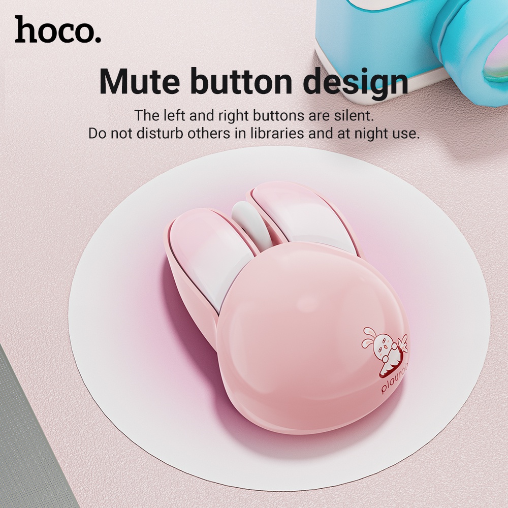 HOCO M6 อัพเกรด เมาส์ไร้สายน่ารักเมาส์เงียบไร้สาย 1200 DPI สําหรับคอมพิวเตอร์แล็ปท็อป PC 2.4G เมาส์เงียบไร้สายสําหรับแล็ปท็อป PC แท็บเล็ตโน้ตบุ๊คพร้อมแบตเตอรี่