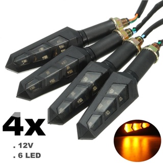 ไฟเลี้ยว LED 12V สีเหลืองอําพัน สําหรับรถจักรยานยนต์ จํานวน 4 ชิ้น ☆Shixudenise