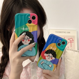 เคสโทรศัพท์มือถือ ซิลิโคนนิ่ม กันกระแทก ลายการ์ตูนคลื่นน่ารัก เรียบง่าย สําหรับ Iphone 14promax 13 12 11 13pro