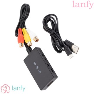 Lanfy อะแดปเตอร์แปลงเสียง RCA เป็น HDMI AV เป็น HDMI ติดตั้งง่าย 1080P NTSC PAL AV RCA เป็น HDMI สําหรับโปรเจคเตอร์ HDTV DVD