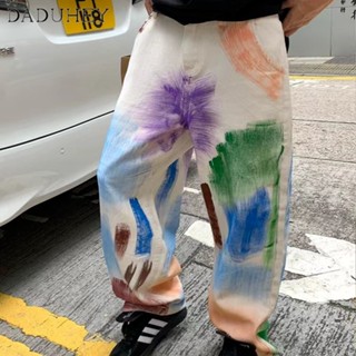 DaDuHey🔥 Baby Boy and Girl Summer High Street Color Graffiti Tie-Dyed Jeans Tide Loose Street Hip Hop Wide Leg Leisure Pants