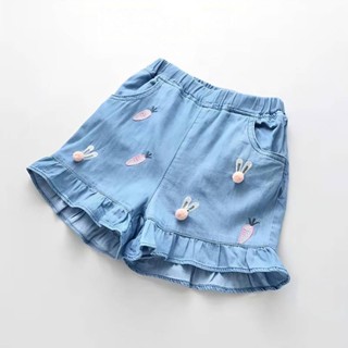 Girls Shorts for Outer Wear 2023 New Summer Denim Shorts Childrens Elastic Pants Childrens Shorts Thin Loose LdrL