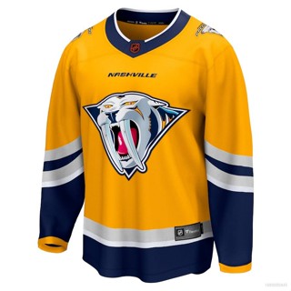 Qy NHL Nashville Predators Jersey เสื้อยืดแขนยาว สีเหลือง พลัสไซซ์