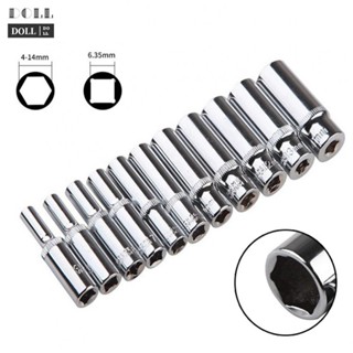 ⭐24H SHIPING ⭐Socket Wrench Silver 1/4inch 4-14mm Chromium-vanadium Steel Deep Sockets