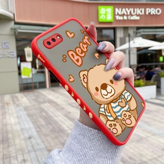 เคสโทรศัพท์มือถือ ซิลิโคนแข็ง ขอบสี่เหลี่ยม กันกระแทก ลายการ์ตูนหมีน่ารัก แฟชั่น สําหรับ OPPO A3s A12E A5 2018 Realme C1