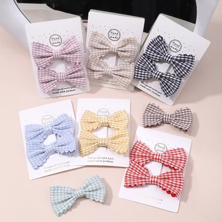 2 ชิ้น / เซต น่ารัก หวาน แฮนด์เมด โบ กิ๊บ ความปลอดภัย BB คลิป สีพื้น เครื่องประดับผม ขายส่ง