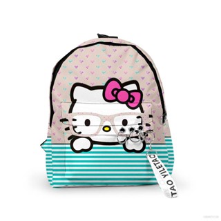 Kira Sanrio กระเป๋าเป้สะพายหลัง กันน้ํา ความจุขนาดใหญ่ พิมพ์ลาย Hello Kitty อเนกประสงค์ สําหรับผู้หญิง และผู้ชาย