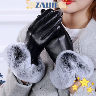 Zaijie24 ถุงมือผ้าแคชเมียร์ ขนเทียม กันลม แบบหนา ให้ความอบอุ่น