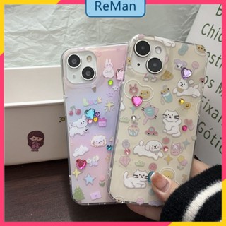 เคสโทรศัพท์มือถือ ลายกราฟฟิตี้สุนัข แมว สองชั้น ประดับเพชร DIY สําหรับ Apple Iphone 14ProMax 12 1314Promax 14plus 13 12pro 12 11 pro max Xr Xs max 7 8 Plus 13 pro max 13 12 12pro 11promax