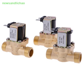 Newsandlichao วาล์วโซลินอยด์ไฟฟ้า ทองเหลือง G1/2 นิ้ว DC 12v 24v AC220v สําหรับเครื่องทําน้ําอุ่นพลังงานแสงอาทิตย์