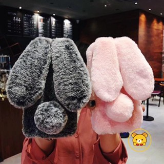 เคสโทรศัพท์มือถือ ผ้ากํามะหยี่ขนนิ่ม TPU ลายหูกระต่ายน่ารัก หรูหรา สําหรับ OPPO A54 4G A77 5G A57 5G A95 4G A74 4G A93 4G A94 4G A31 A8 A53 A33 A32 2020