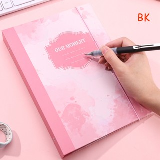 Bk สมุดอัลบั้มรูปภาพ หนัง PU ขนาด A5 ทรงสี่เหลี่ยม สีมาการอง หรูหรา สไตล์เกาหลี DIY สําหรับเก็บสะสม