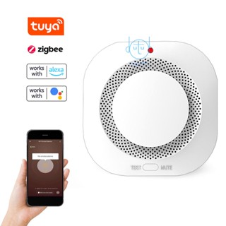 [mjia] Tuya Zigbee อุปกรณ์ตรวจจับควันไร้สาย 360 ° เครื่องตรวจจับควัน เสียงเตือน และข้อความแจ้งเตือน แบตเตอรี่ต่ํา