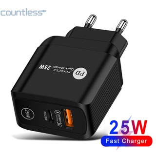 อะแดปเตอร์ชาร์จโทรศัพท์มือถือ 25W PD QC3.0 5A USB Type C ชาร์จเร็ว [countless.th]