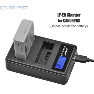 Lp-e5 ที่ชาร์จแบตเตอรี่ LCD พอร์ตคู่ USB สําหรับ Canon EOS 1000D 500D 450D Kiss [countless.th]