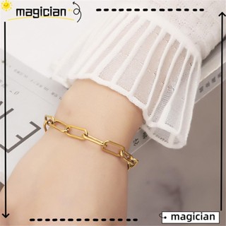 Mag สร้อยข้อมือ ชุบทอง ทรงวงรี กว้าง