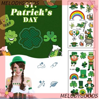 MELODG สติกเกอร์รอยสักชั่วคราว ลาย St Patricks Day แบบใช้แล้วทิ้ง สีเขียว สําหรับเด็ก และผู้ใหญ่