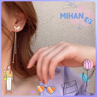 Mihan ต่างหูระย้า ห้อยจี้คริสตัล รูปผีเสื้อ ประดับพลอยเทียม เครื่องประดับแฟชั่นสตรี