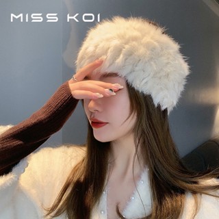 Misskoi [พร้อมส่ง] ที่คาดผมขนกระต่ายแท้ วินเทจ ย้อนยุค อิทธิพล ที่คาดผมขนเฟอร์ หญิง เวอร์ชั่นเกาหลี ที่คาดผมปีกกว้าง ทุกแบบ ฤดูใบไม้ร่วง ฤดูหนาว