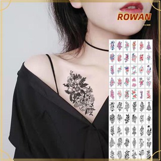 ROWANS รอยสักชั่วคราว ลายดอกกุหลาบ สีดํา ใช้งานง่าย 30 ชิ้น/เซต