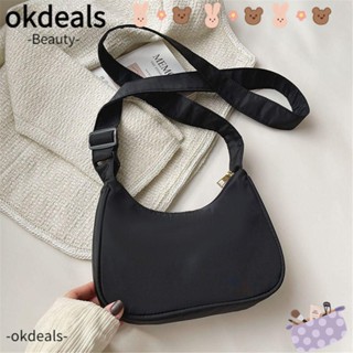 OKDEALS กระเป๋าสะพายไหล่ ผ้าไนล่อน สีพื้น สําหรับผู้หญิง