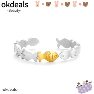 Okdeals แหวนเปิด รูปปลา ปรับได้ สําหรับผู้หญิง