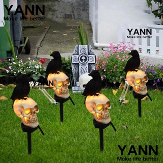 Yann1 โคมไฟ LED พลังงานแสงอาทิตย์ รูปฟักทอง หัวกะโหลก พลาสติก กันน้ํา สําหรับตกแต่งปาร์ตี้ฮาโลวีน