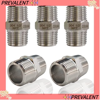 Preva อะแดปเตอร์ข้อต่อท่อ ตัวผู้ สเตนเลส 304 NPT กันสนิม เกลียว 1/2 นิ้ว 5 ชิ้น