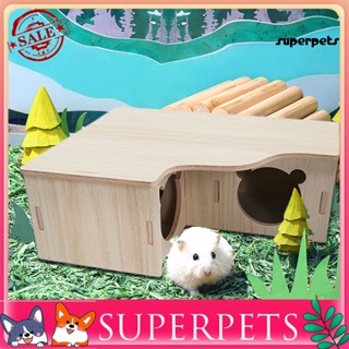 Superpets บันไดไม้ธรรมชาติ ขนาดเล็ก สําหรับสัตว์เลี้ยง หนูแฮมสเตอร์