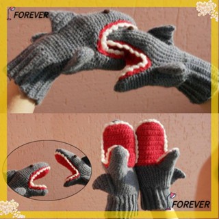 Forever ถุงมือฉลาม 3D สีเทา ของขวัญคริสต์มาส สําหรับผู้หญิง ผู้ชาย