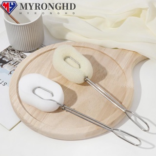 Myronghd แปรงฟองน้ํา สเตนเลส ถอดออกได้ แบบเปลี่ยน สําหรับขัดทําความสะอาดห้องครัว บ้าน