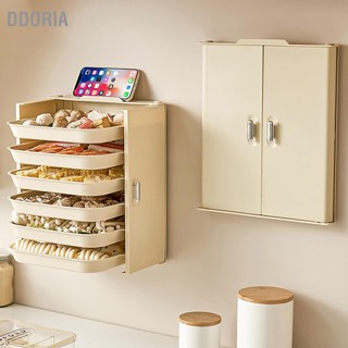 DDORIA ถาดใส่ผักที่ซ้อนทับ Punch ฟรี PP สีขาวแบบพับได้ติดผนังมือถือถาดผักหลายชั้นสำหรับบ้าน