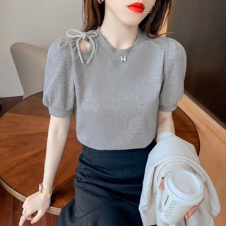 เสื้อยืดแขนสั้น แขนพัฟเซ็กซี่ แฟชั่นฤดูร้อน สําหรับผู้หญิง