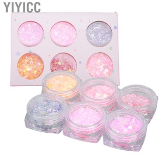 Yiyicc 6Pcs Luminous Nail Glitter Sequins  Set