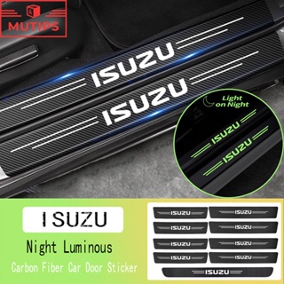 Isuzu 9 ชิ้น ป้องกันรอยขีดข่วน สําหรับติดประตูรถยนต์ เรืองแสง สติกเกอร์คาร์บอนไฟเบอร์  Mux Trooper MU7 Panther Elf Traga Dmax TFR Crosswind Panther Sportivo