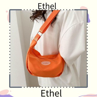 Ethel1 กระเป๋าสะพายไหล่ ผ้าแคนวาส ทรงเมสเซนเจอร์ น้ําหนักเบา สีพื้น สําหรับผู้หญิง