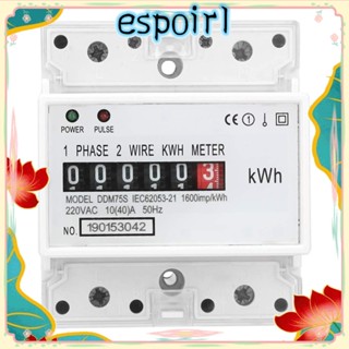 Espo เครื่องวัดพลังงานไฟฟ้า 4P 220V 10-40A 4P ABS เฟสเดียว สีขาว ทนทาน สําหรับช่างไฟฟ้า