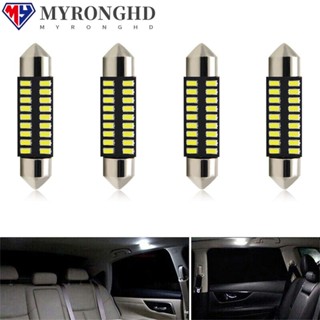 Myronghd หลอดไฟอ่านหนังสือ LED COB 39 41 มม. 3014 18SMD สีขาว สําหรับรถยนต์ 4 ชิ้น