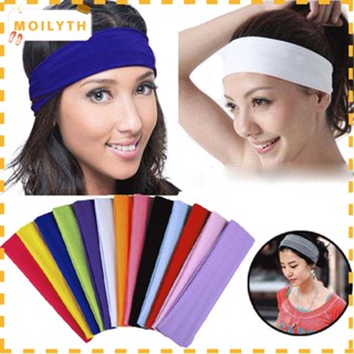 Moilyth ที่คาดผม แบบยืดหยุ่น 19 สี สําหรับเล่นโยคะ บาสเก็ตบอล ยิม กีฬา เต้นรํา ไบเกอร์