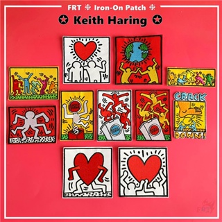 ☸ แผ่นแพทช์รีดร้อน ลายกราฟฟิติ Keith Haring Series 02 สไตล์สตรีท ☸ แผ่นแพทช์รีดติดเสื้อ DIY จํานวน 1 ชิ้น