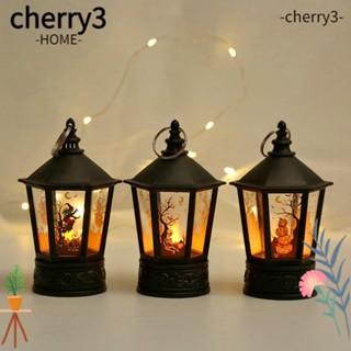 Cherry3 โคมไฟฟักทองฮาโลวีน LED รูปปราสาทแม่มด ปราสาทฟักทอง พลาสติก สไตล์วินเทจ สําหรับแขวนตกแต่ง