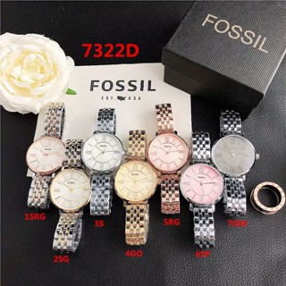 Fossil นาฬิกาข้อมือควอตซ์ลําลอง สายหนัง หน้าปัดกลม ประดับเพชร เหมาะกับของขวัญวันเกิด สําหรับผู้ชาย และผู้หญิง