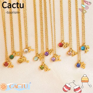 Cactu สร้อยคอสเตนเลส จี้ราศี 12 กลุ่มดาว หลากสี 42+8 ซม. สําหรับผู้หญิง DIY