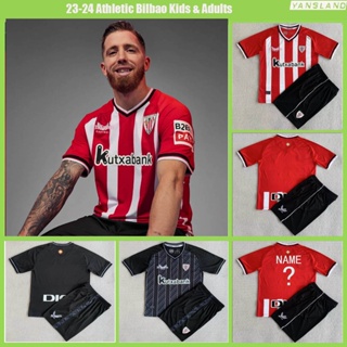 เสื้อกีฬาแขนสั้น ลายทีม Bilbao 2023-24 สําหรับเด็ก และผู้ใหญ่