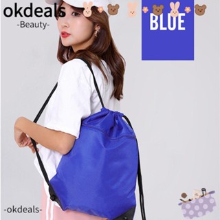 Okdeals กระเป๋าเป้สะพายหลัง แบบผูกเชือก กันน้ํา พับได้ สําหรับตั้งแคมป์ เดินป่า ยิม ฟิตเนส