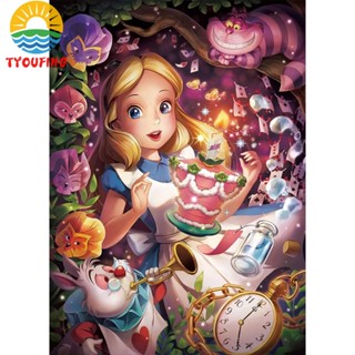 [Tyoufs.Th] ชุดปักครอสติช ผ้าฝ้าย 11CT พิมพ์ลาย Disney Alice in Wonderland DIY