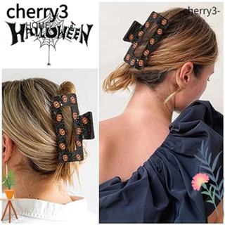 Cherry3 กิ๊บติดผมอะคริลิค ทรงสี่เหลี่ยม ลายอุ้งเท้าฉลาม ฮาโลวีน แฟชั่น